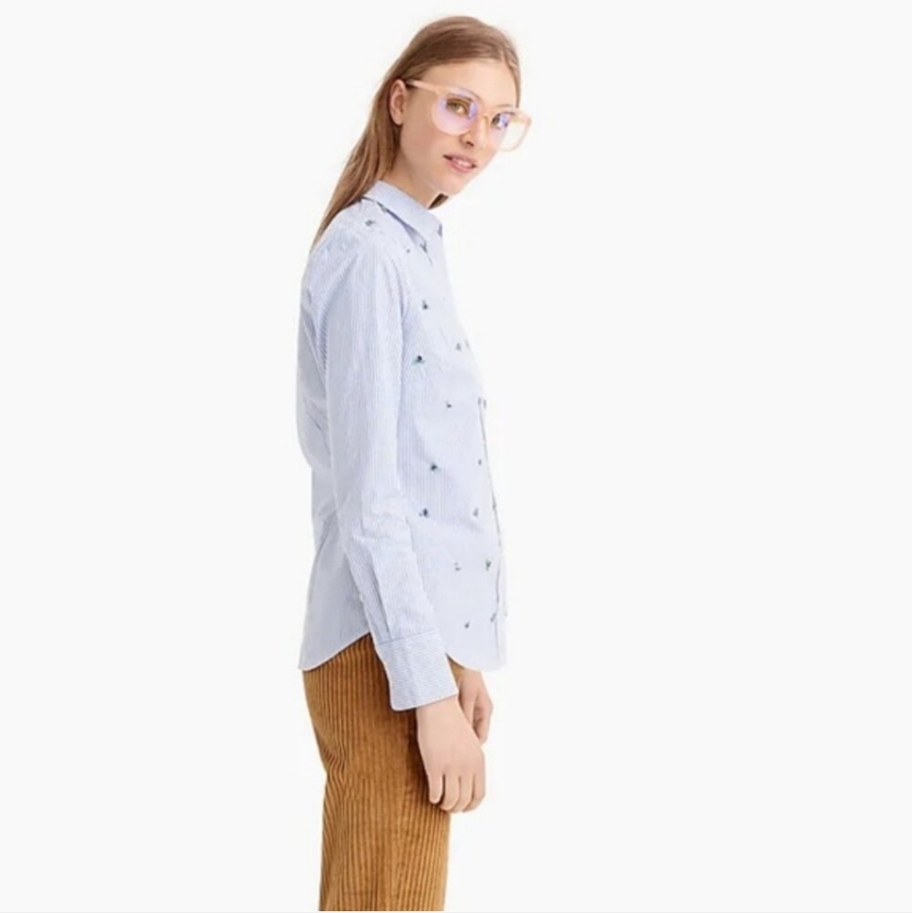J. Crew Embellished Slim Fit Perfect Shirt Sz 6 - Picture 3 of 10